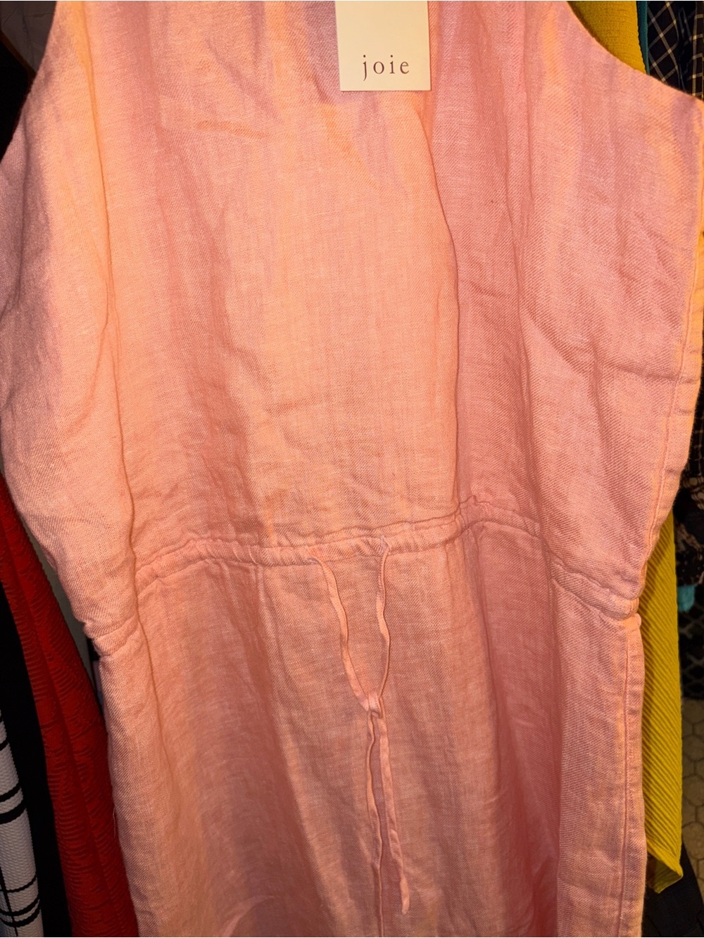 Joie Peach Blush Linen-Blend Sleeveless Tank style Dress - Picture 3 of 3